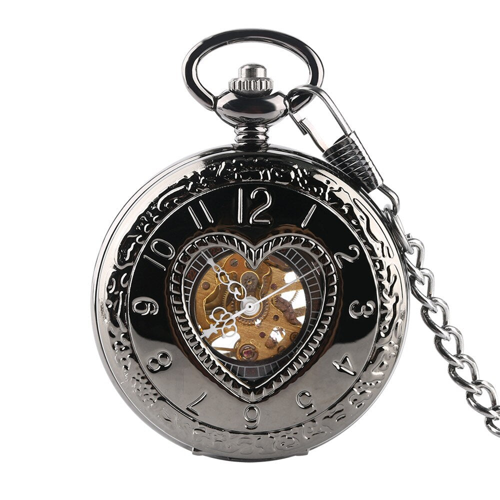 Black Heart Pocket Watch