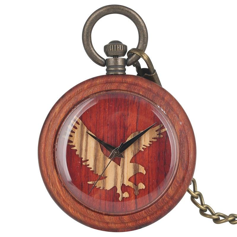 Wooden Pocket Watch Eagle