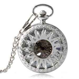 Automatic Half Hunter Pocket Watch - Silver Sun