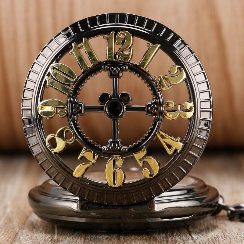 Black Steampunk Automatic Pocket Watch - Gothica - Image 3