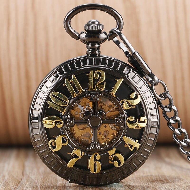 Black Steampunk Automatic Pocket Watch -  Gothica