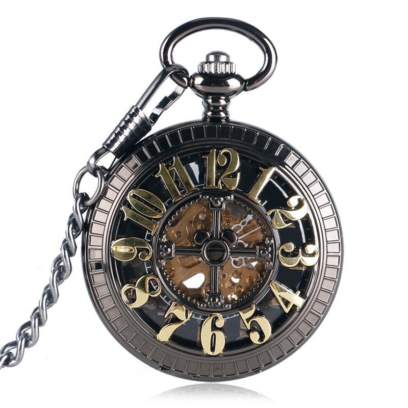 Black Steampunk Automatic Pocket Watch - Gothica - Image 4