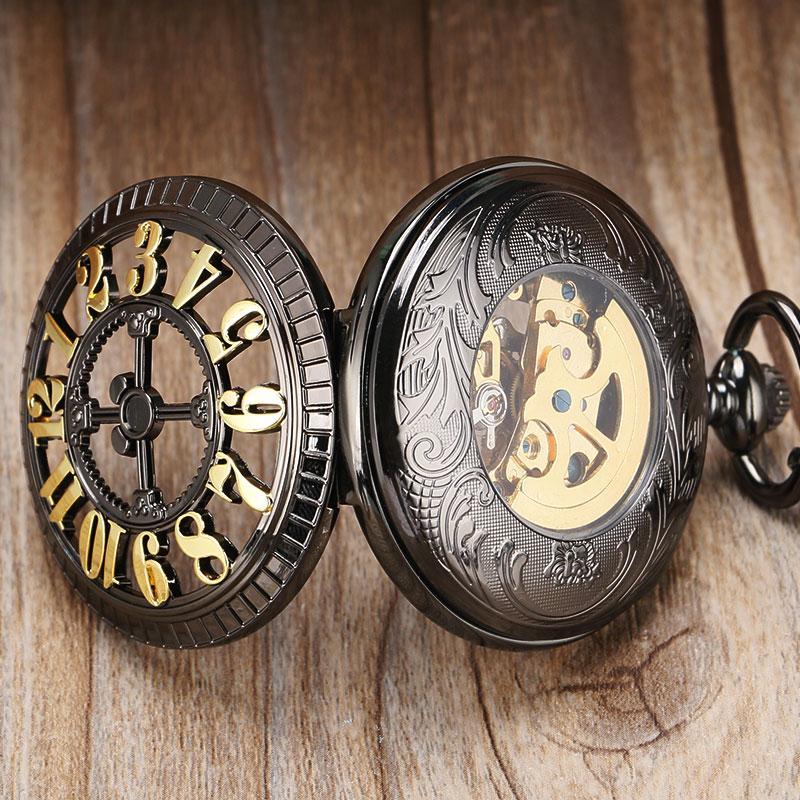 Black Steampunk Automatic Pocket Watch - Gothica - Image 6