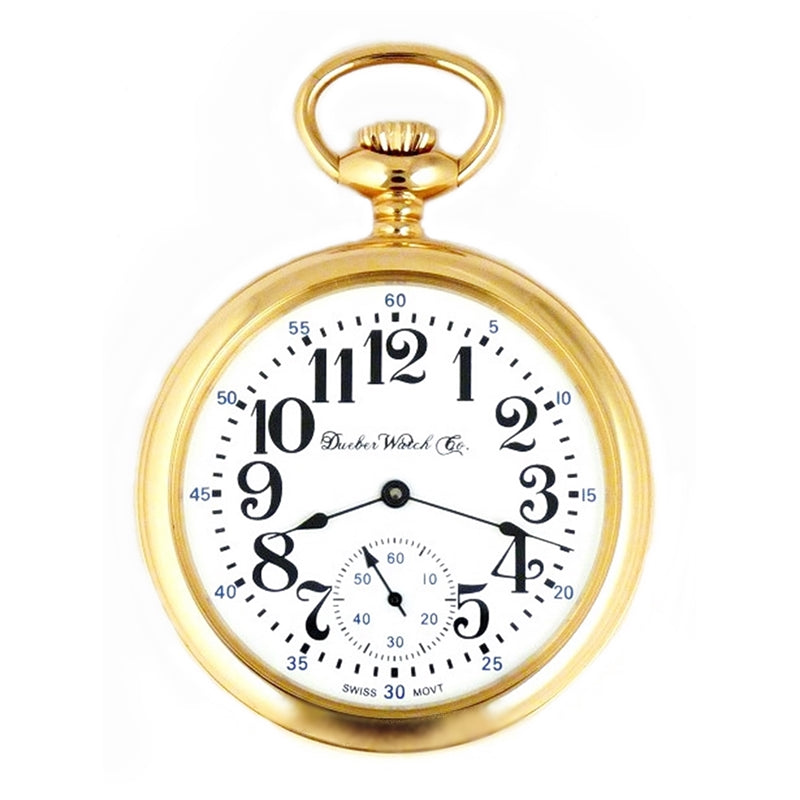 Dueber Model 7 Pocket Watch, Swiss Mechanical Movement, Large Arabic Numeral Dial