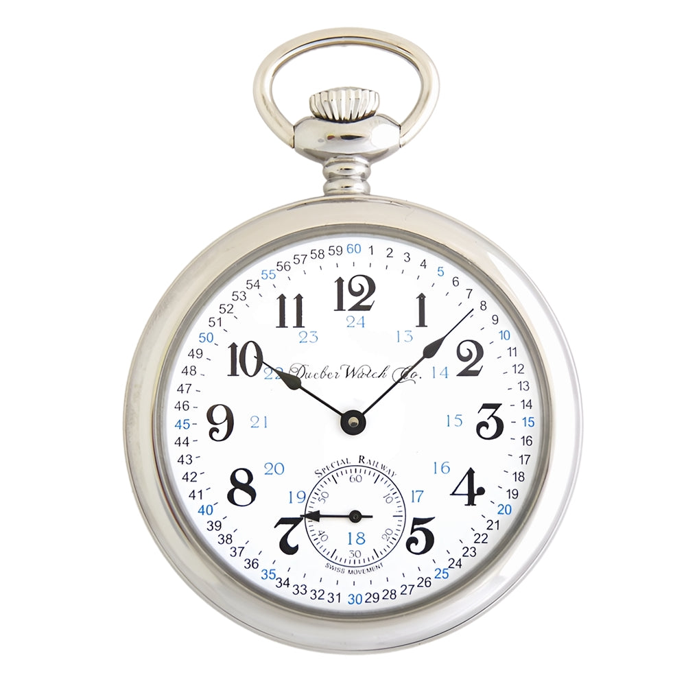 Dueber SR5 Pocket Watch, Swiss Mechanical Movement ??Special Railway?? 24 Hour Montgomery Dial