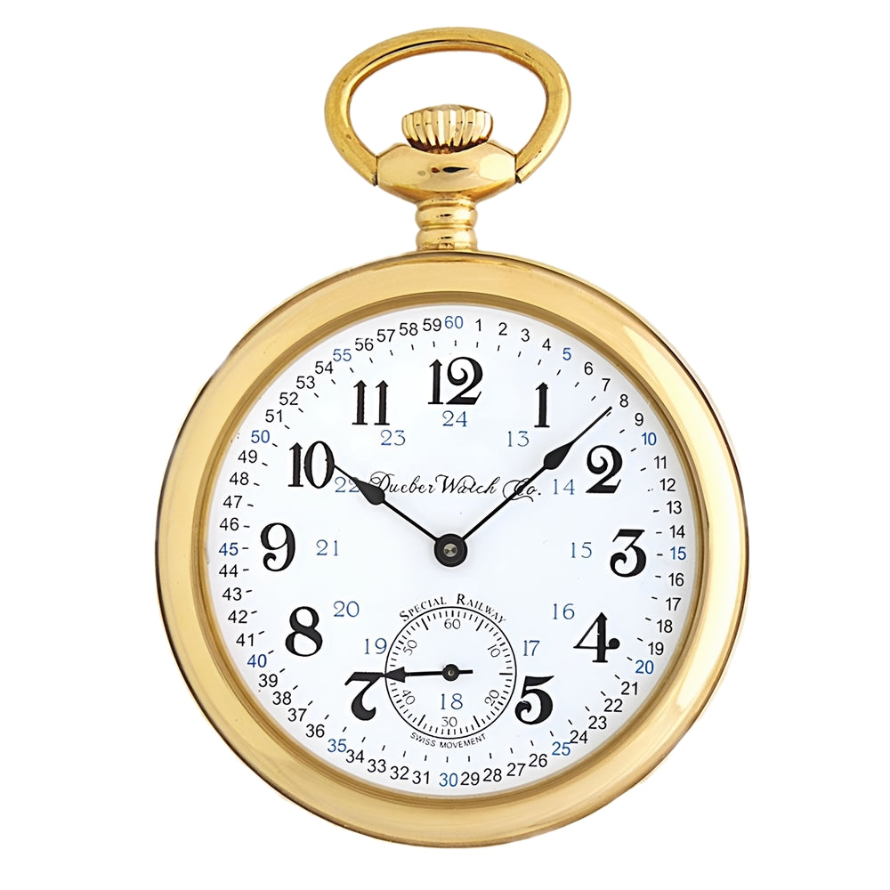 Dueber SR7 Pocket Watch, Swiss Mechanical Movement ??Special Railway?? 24 Hour Montgomery Dial