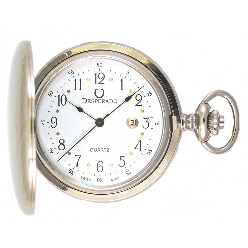 Desperado 739W ??Roosevelt?? Chrome Plated Swiss Quartz Pocket Watch