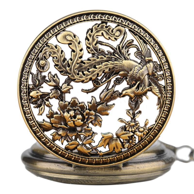 Women's Bronze Automatic Pocket Watch - Blooming Peacock - Image 4
