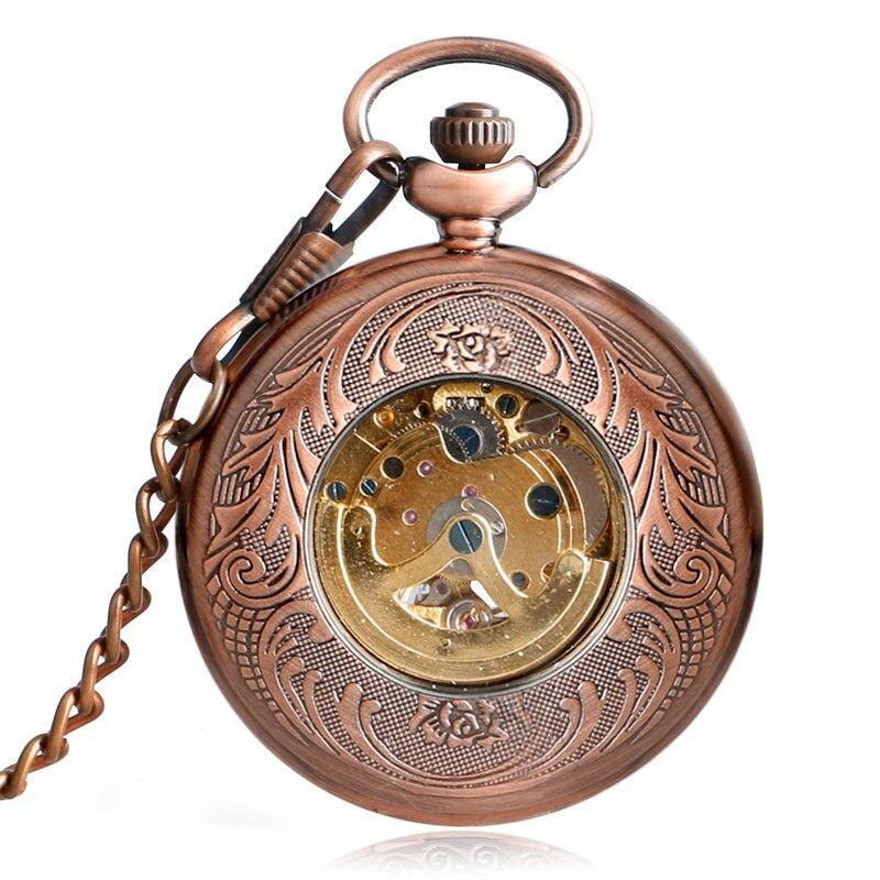 Women's Half Hunter Automatic Pocket Watch - Copper Sunlight - Image 5