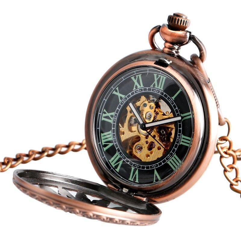Women's Half Hunter Automatic Pocket Watch - Copper Sunlight - Image 2