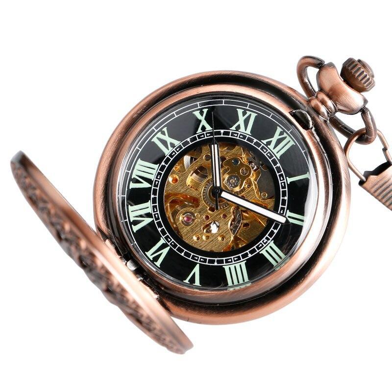 Women's Half Hunter Automatic Pocket Watch - Copper Sunlight - Image 3